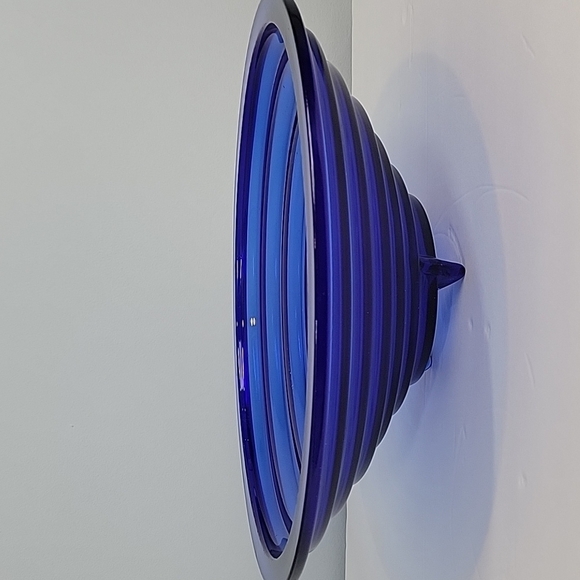 Cobalt Blue Footed  Tiered Glass Bowl Large 14" Round - Picture 10 of 11